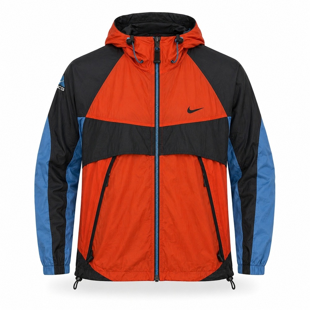 VTG Y2K Nike ACG Ripstop Packable Windbreaker Jacket Men Large Orange Tech Gorp